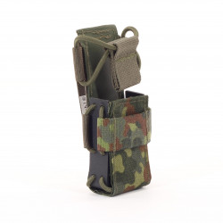 Universal holster for tactical lamps and magazine pouch fits on protective vests, plate carriers, belts or backpacks with MOLLE system