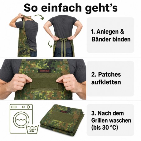 Cooking apron and barbecue apron in various camouflage prints